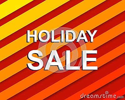 Red striped sale poster with HOLIDAY SALE text. Advertising banner Vector Illustration