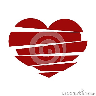 Red Stripes broken heart vector on white background. Could be us Vector Illustration