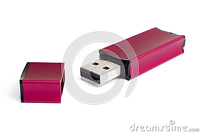 Red stylish flash drive Stock Photo