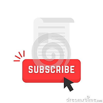 Red subscribe newsletter button Vector Illustration