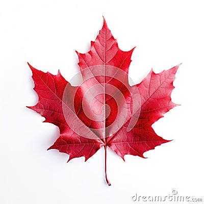 Red sugar maple leaf on a white background Stock Photo