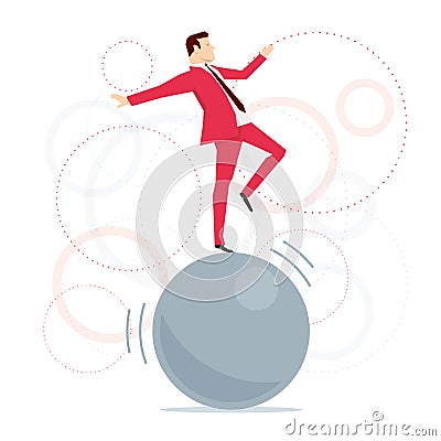 Red suit businessman acrobat Vector Illustration