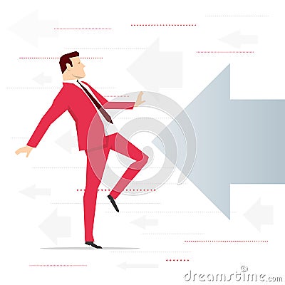 Red suit businessman threat Vector Illustration