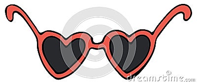 Red summer heart shaped sun glasses, vector color doodle element Vector Illustration
