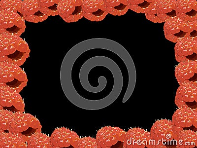 Red summer raspberry frame background Stock Photo