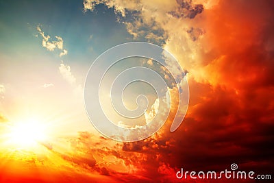 Red sunset, bright summer background Stock Photo