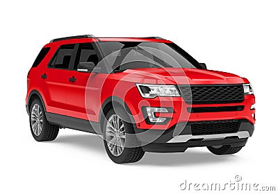 Red SUV Car Isolated Stock Photo