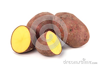 Red sweet large potato close up isolated on white background Stock Photo