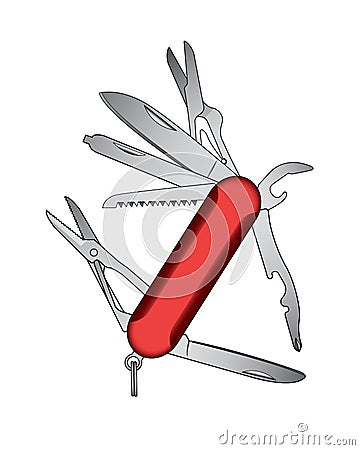 Red Swiss Army Knife Vector Illustration