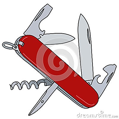 The red swiss army pocket knife Vector Illustration