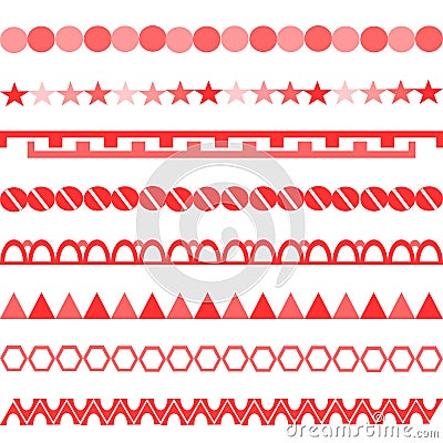 Red symbols ornament vertical symmetrical pattern geometric Vector Illustration