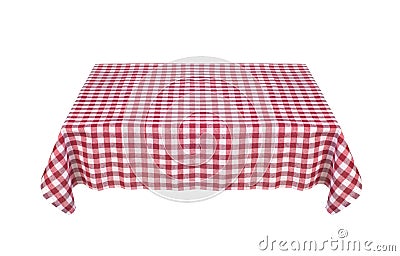 Red table clothe on the table isolated Stock Photo