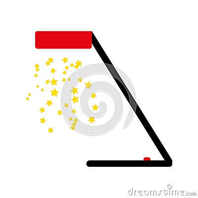 Red Table lamp withfalling yellow stars vector eps10. Reading lamp with stars. Vector Illustration