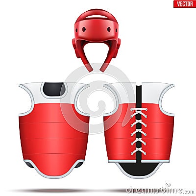 Red Taekwondo equipment set Vector Illustration