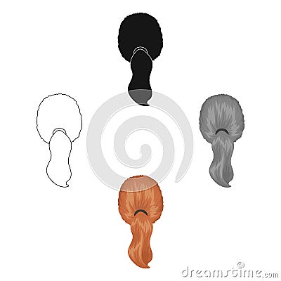 Red with a tail.Back hairstyle single icon in cartoon,black style vector symbol stock illustration web. Vector Illustration