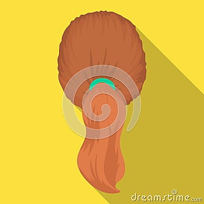 Red with a tail.Back hairstyle single icon in flat style vector symbol stock illustration web. Vector Illustration