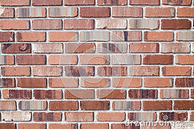 Red tan brick wall mortar background Stock Photo