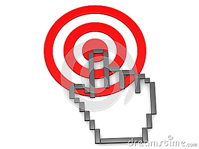 Target and Hand Cursor 3D Stock Photo