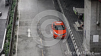 A red taxi on street in Bangkok, Thailand Editorial Stock Photo