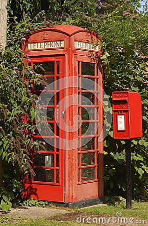 Red Telephone box, Shipley, Sussex, England Editorial Stock Photo