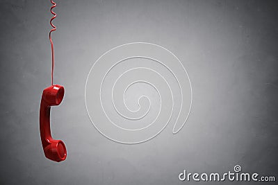 Red telephone receiver Stock Photo
