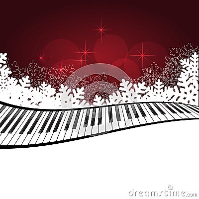 Red template with piano Vector Illustration