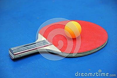 Red tennis racket Stock Photo