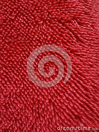 Red Terry towel background close macromateria one love Stock Photo