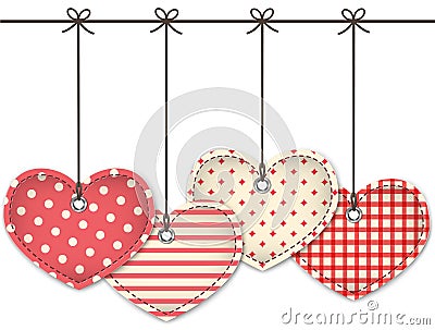 Red textured hearts Vector Illustration