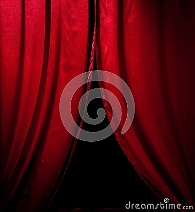 Red theater curtain Stock Photo