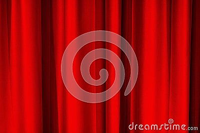 Red stage curtain with folds, fabric texture Stock Photo