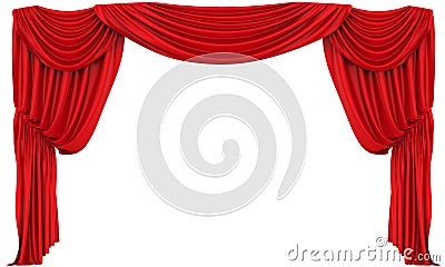 Red Theatre Curtain Isolated Stock Photo