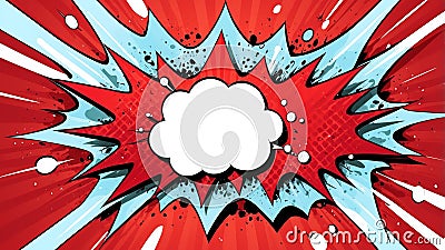 red theme exploding pop speech bubble back ai generated Stock Photo