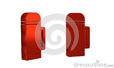 Red Thermos container icon isolated on transparent background. Thermo flask icon. Camping and hiking equipment. Stock Photo