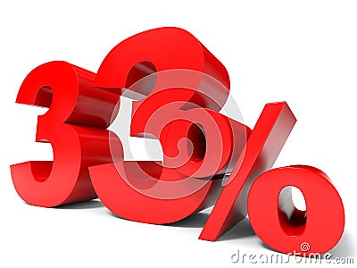 Red thirty three percent off. Discount 33%. Cartoon Illustration