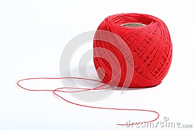 Red thread ball Stock Photo