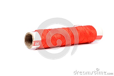 Red thread spindle Stock Photo