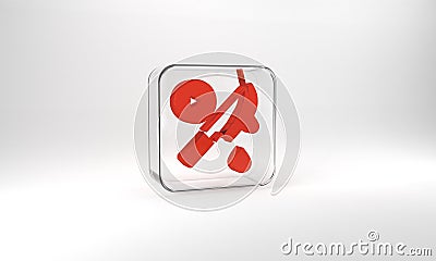 Red Thriller movie icon isolated on grey background. Bloody knife. Suspenseful cinema genre, survival horror. Shocking Cartoon Illustration