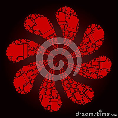 Red Thumb Up Icon Twirl Fireworks Vector Illustration