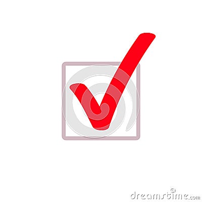 Red tick marker checkmark vector square box icon Vector Illustration