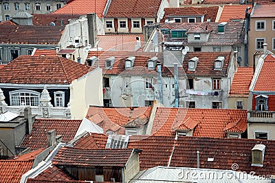 Red tiled roofs of Lisbon, Portugal Stock Photo