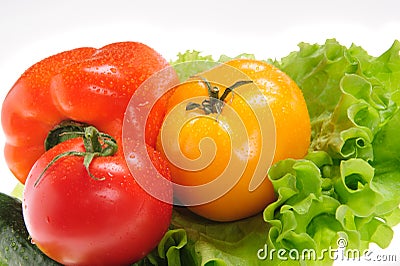 red tomato and green salad Stock Photo