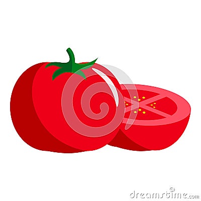 Red Tomato With Half Slice of Tomato Stock Photo