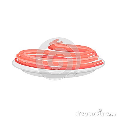 Red Tomato pasta in plate. Spaghetti Vector Illustration