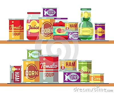 Red tomato soup and canned food vector illustration Vector Illustration