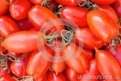 Red tomatoes background. top view Stock Photo