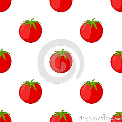 Red tomatoes seamless pattern. Made in cartoon flat style. Vector Illustration