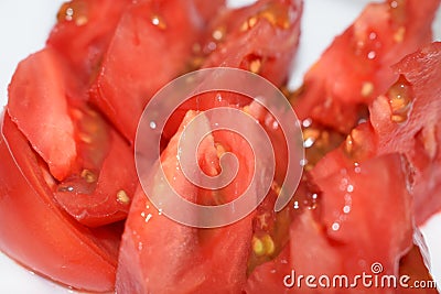 Red tomatoes slised for salad Stock Photo