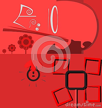 Red tone flower with 2 part background Stock Photo