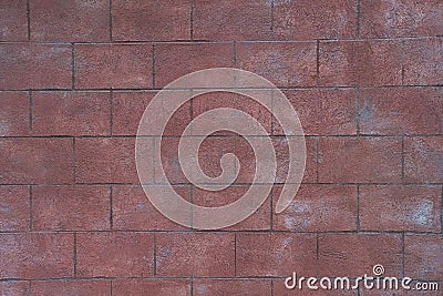 Red toned brick wall texture background. Beautiful dusty concrete blocks Stock Photo